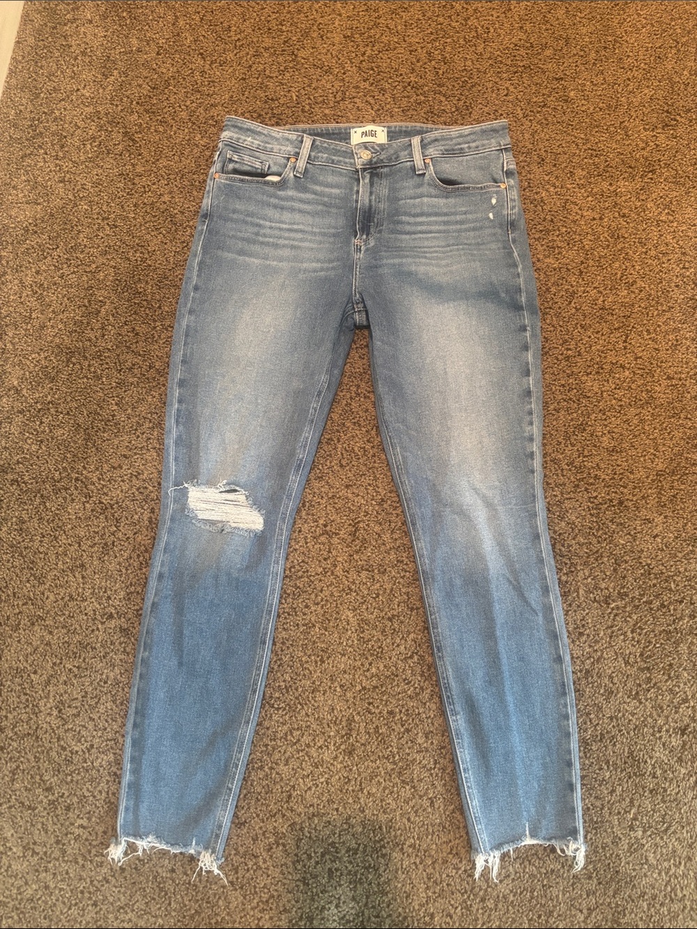 Paige Verdugo Ankle Jeans Jules Destructed Raw Hem Size 32
